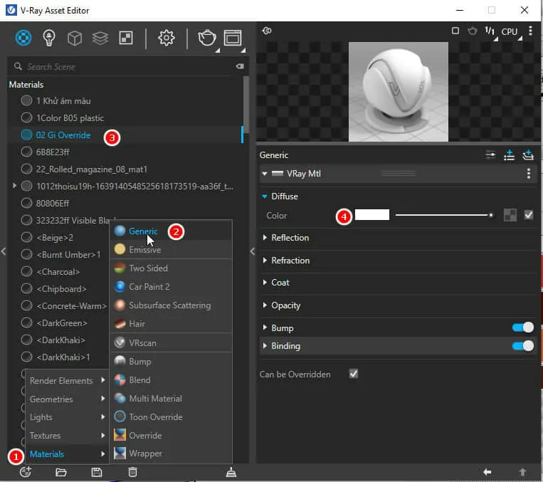 Cách Tạo Vật Liệu Cơ Bản Trong Vray