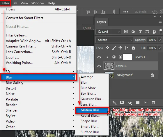 Cách Tạo Mưa Trong Photoshop