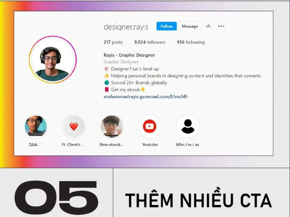 10 tips designer tạo cơ hội từ Instagram Thêm Nhiều Cta