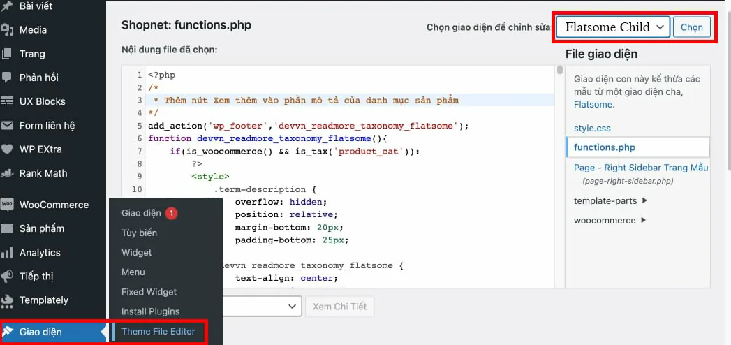 Chèn Code Thu Gọn Nội Dung Trên Flatsome