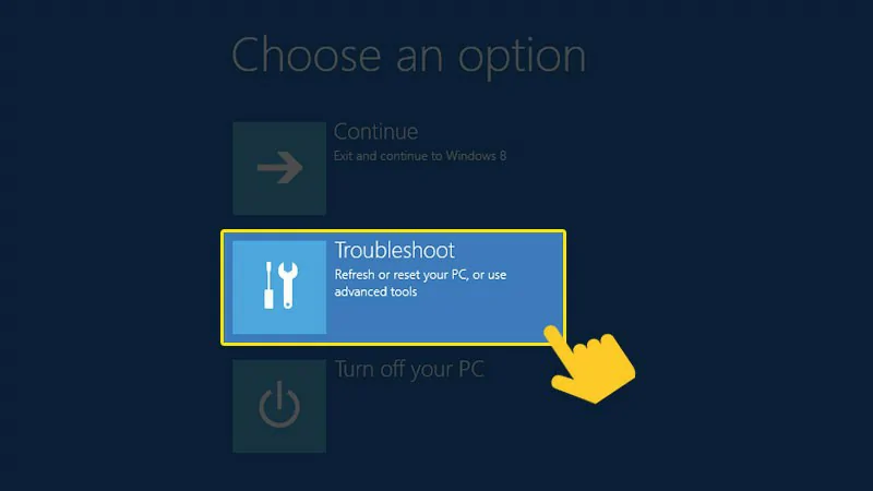 Cách Reset win 10 chi tiết nhất không mất dữ liệu Chọn Troubleshoot