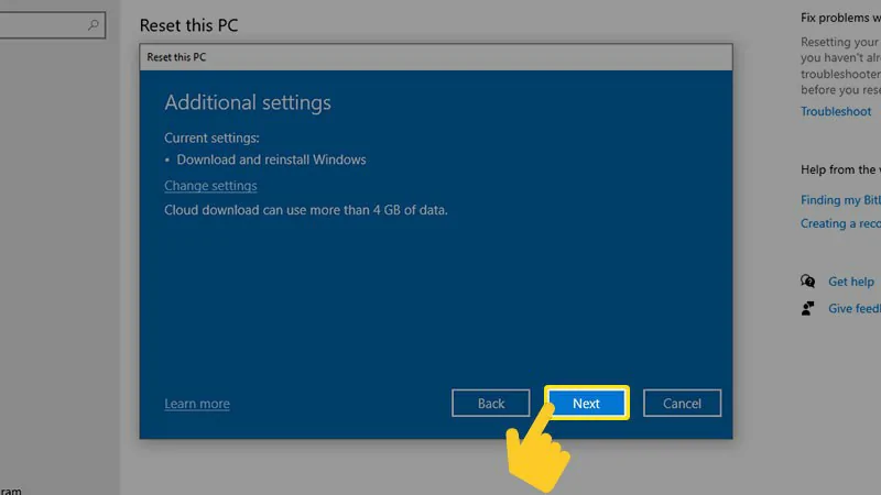 Cách Reset win 10 chi tiết nhất không mất dữ liệu Chọn Next