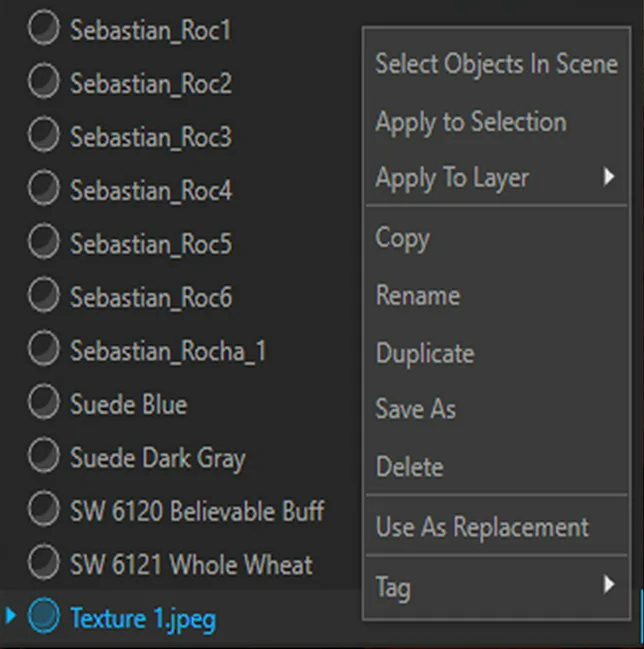 Cách setting vật liệu trong vray sketchup Vùng Vật Liệu Và Bảng Menu Khi Nhấn Chuột Phải