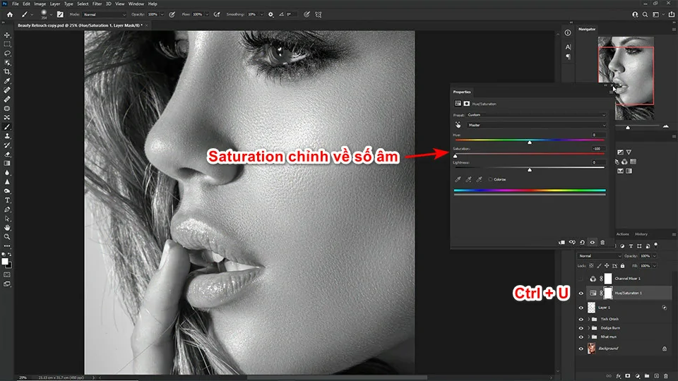 Giảm Saturation Về Số Âm