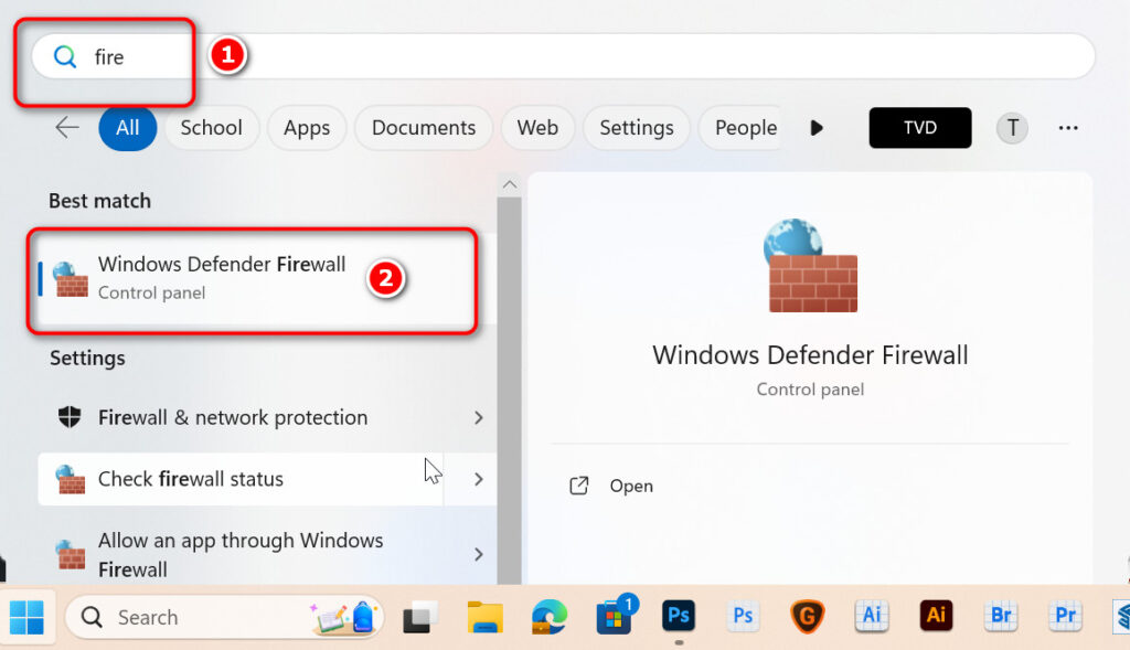 Khắc phục lỗi adobe mở lên báo lỗi Bật Tường Lửa