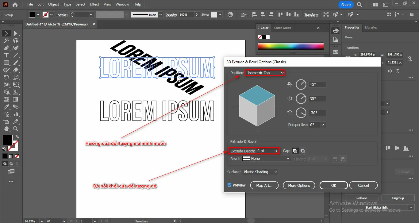 Cách Tạo Chữ 3D Trong Illustrator