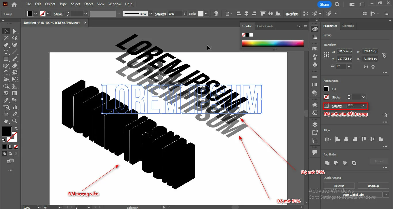 Cách Tạo Chữ 3D Trong Illustrator