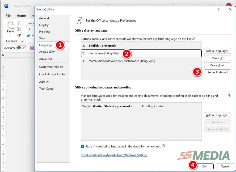 Cài Đặt Tiếng Việt Cho Microsoft Office 365, 2021, 2019, 2016, 2013